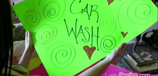  Bikini teen car wash ends up with orgy